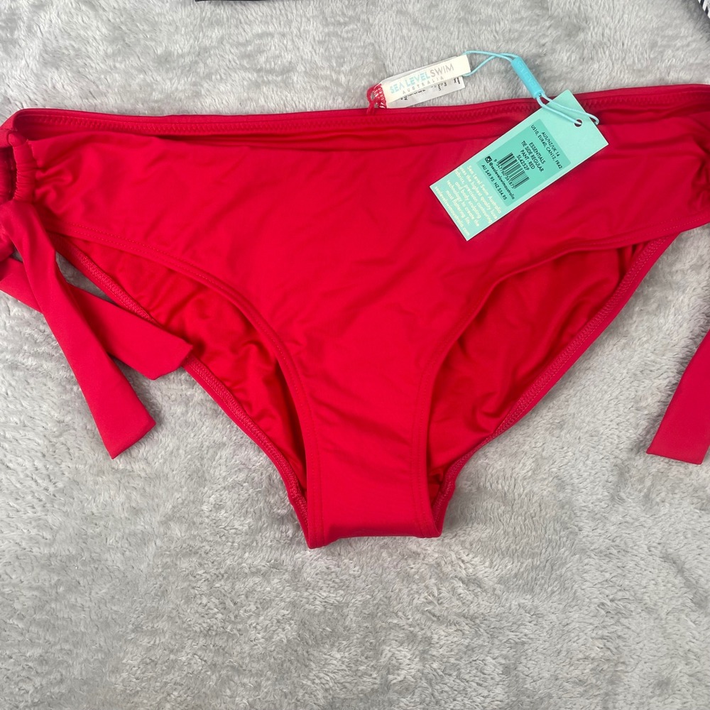 Sea Level Swim Australia Bikini Bottoms Bundle Red & Striped Size US 10 NWT - Picture 2 of 5